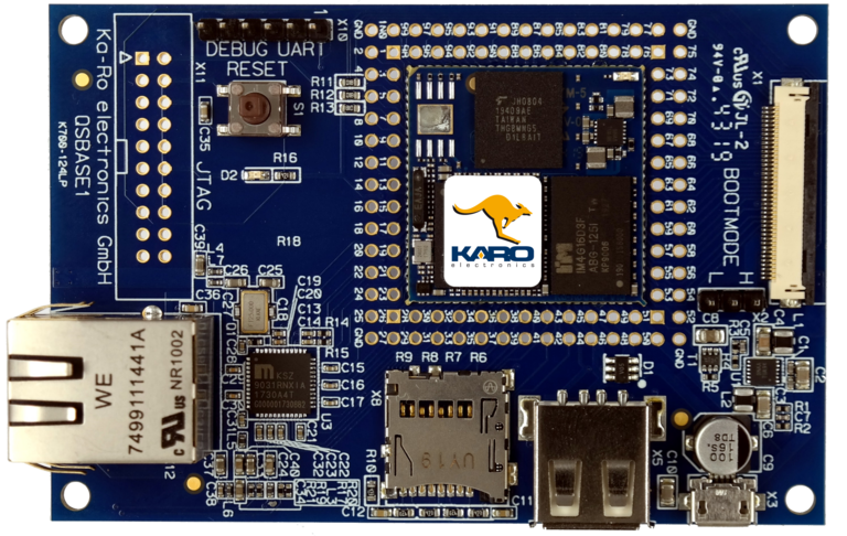 QSBASE1 evaluation baseboard — Ka-Ro QS family carrier